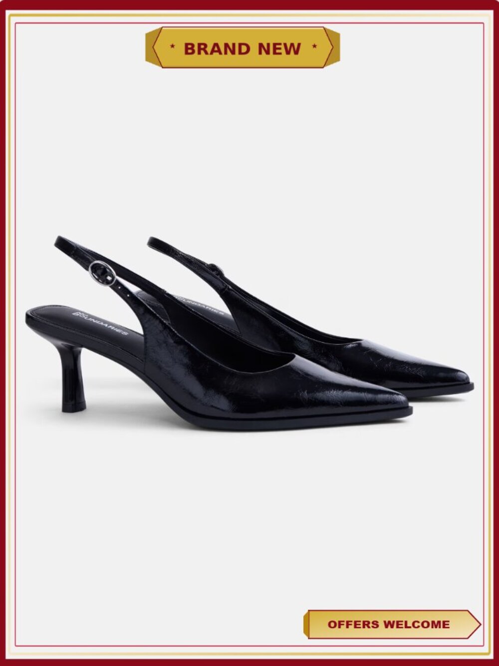 Women's Pointy Toe Slingback Heels - Padded Insole, Adjustable Strap